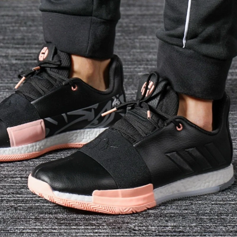 Adidas Black and Peach Athletic Shoes